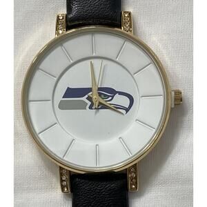 New Women's Seattle Seahawks Lunar Style Sparo Sports Watch Black Leather Band